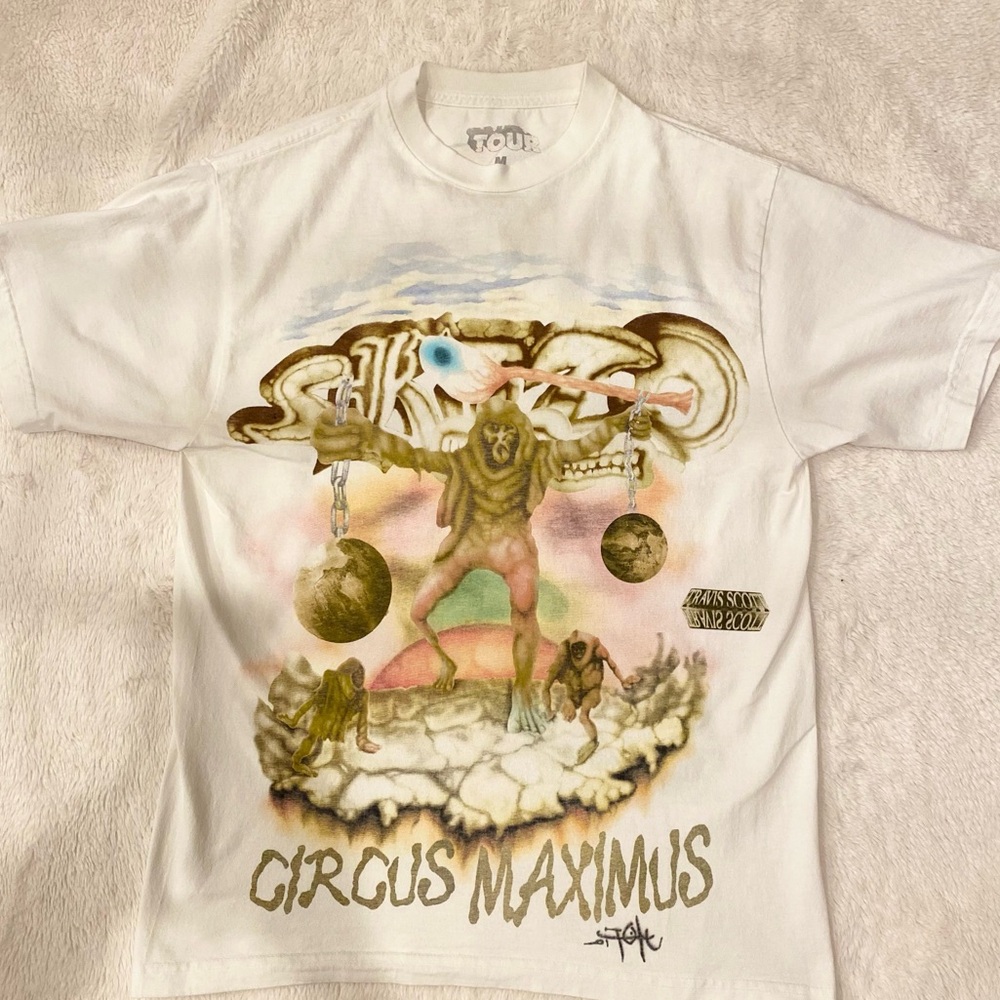 Travis Scott Utopia Tour Skitzo Circus Maximus Tee - White - Size Medium